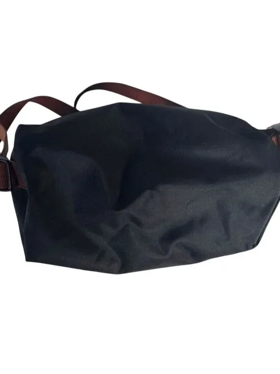 Longchamp Le Pliage Mini Backpack Black Canvas Brown Leather Flap - Picture 8 of 15